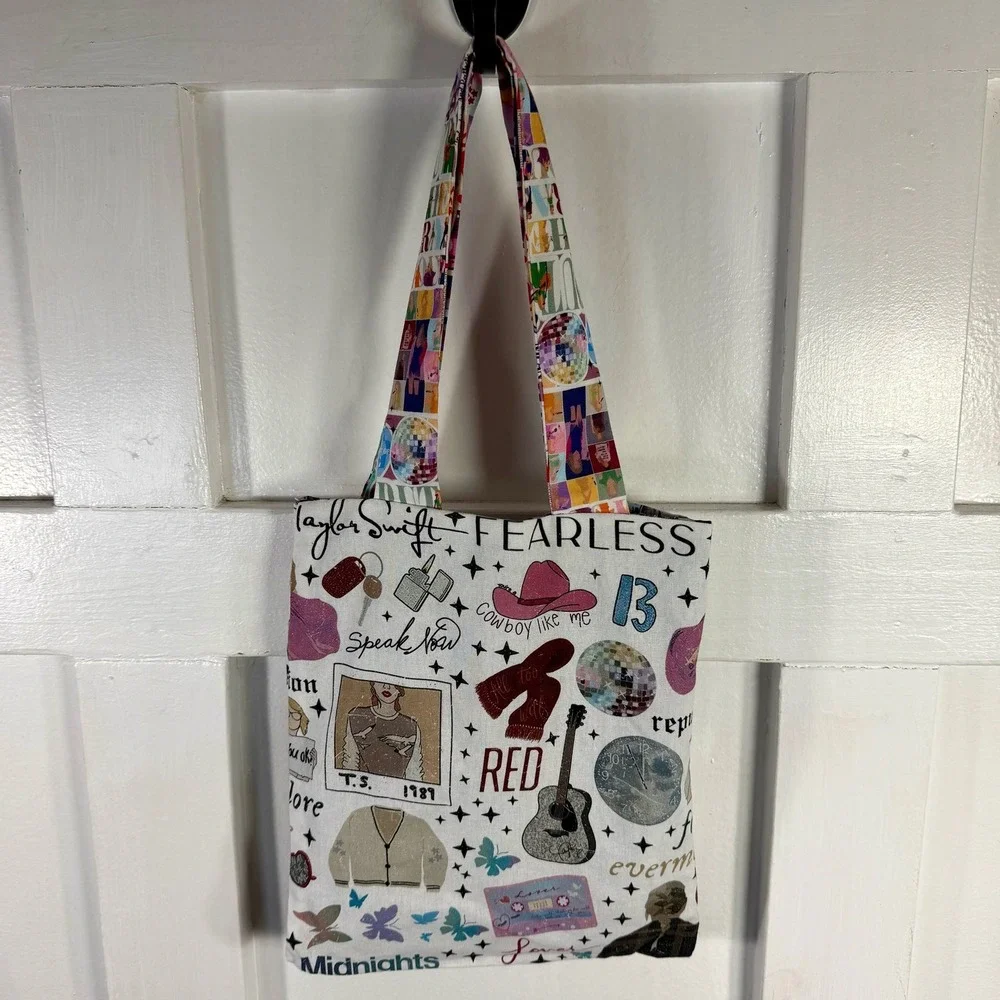 Taylor Swift Eras Tour Themed Tote Bag‎ Fabric Multi Color